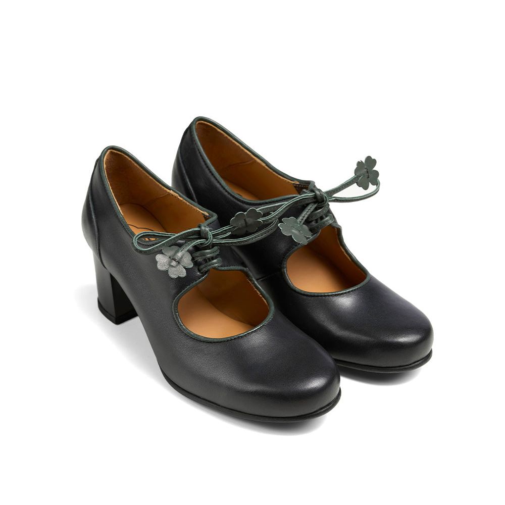 SASSI Rindnappa Pumps  schwarz/grün