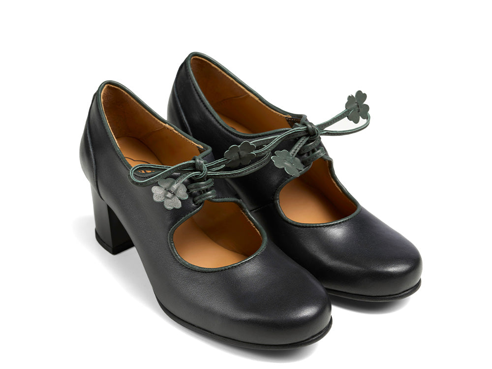 SASSI Rindnappa Pumps  schwarz/grün