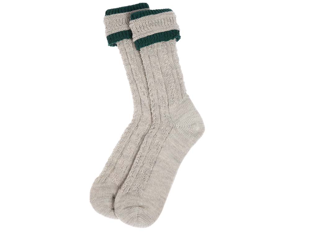 GOISER Trachtensocke mit Umschlag  hellgrau/grün