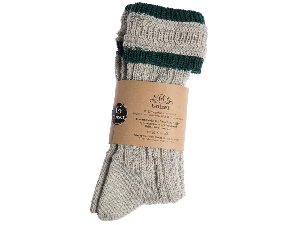 GOISER Trachtensocke mit Umschlag  hellgrau/grün
