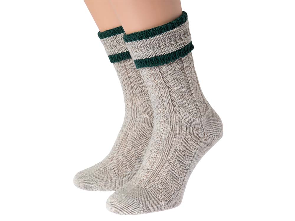 GOISER Trachtensocke mit Umschlag  hellgrau/grün