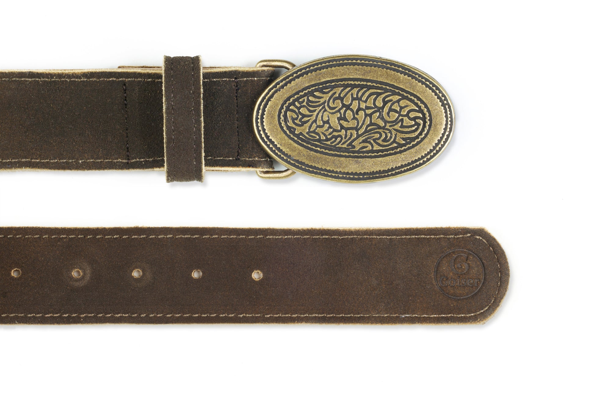 Ledergürtel 4 cm HL mit Koppel gold  ahorn