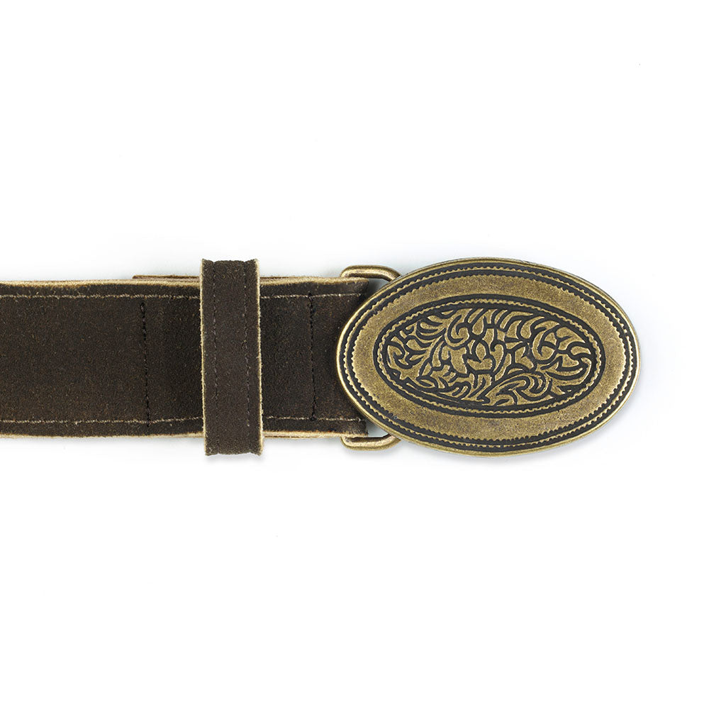 Ledergürtel 4 cm HL mit Koppel gold  ahorn