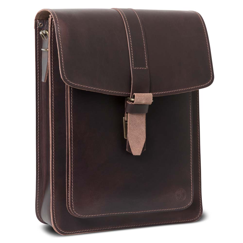 LEON Umhängetasche Rindleder vegetabil  braun