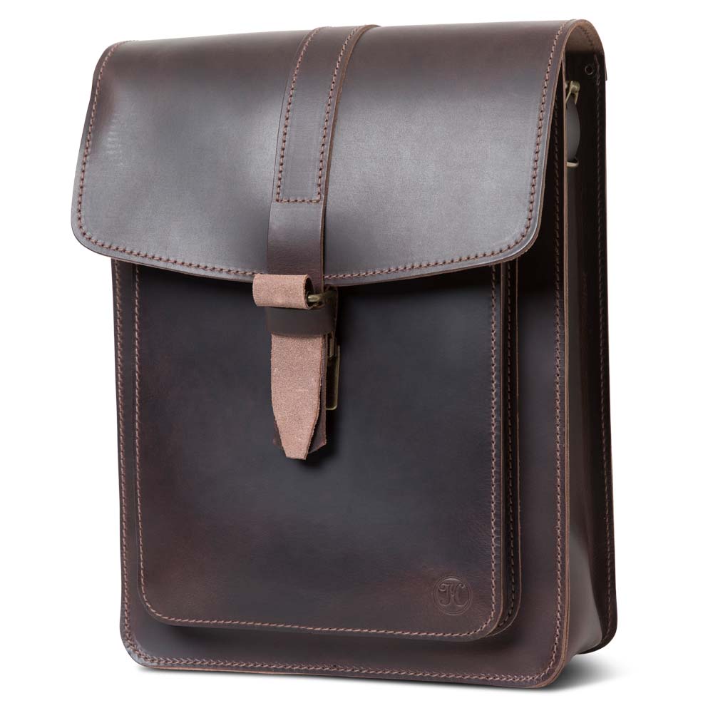 LEON Umhängetasche Rindleder vegetabil  braun