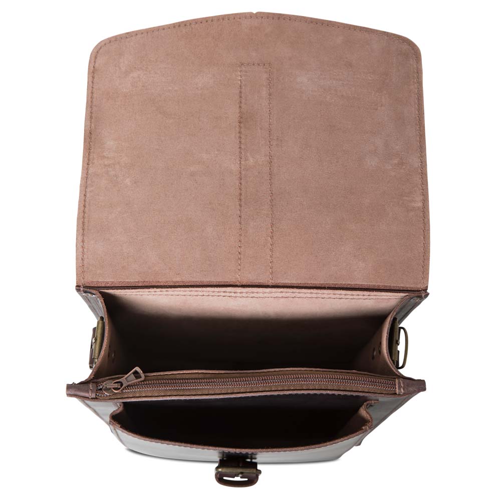 LEON Umhängetasche Rindleder vegetabil  braun