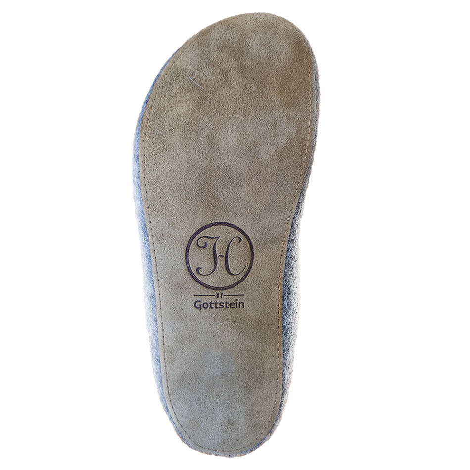 Filz Hausschuhe Ledersohle  Steinschafgrau